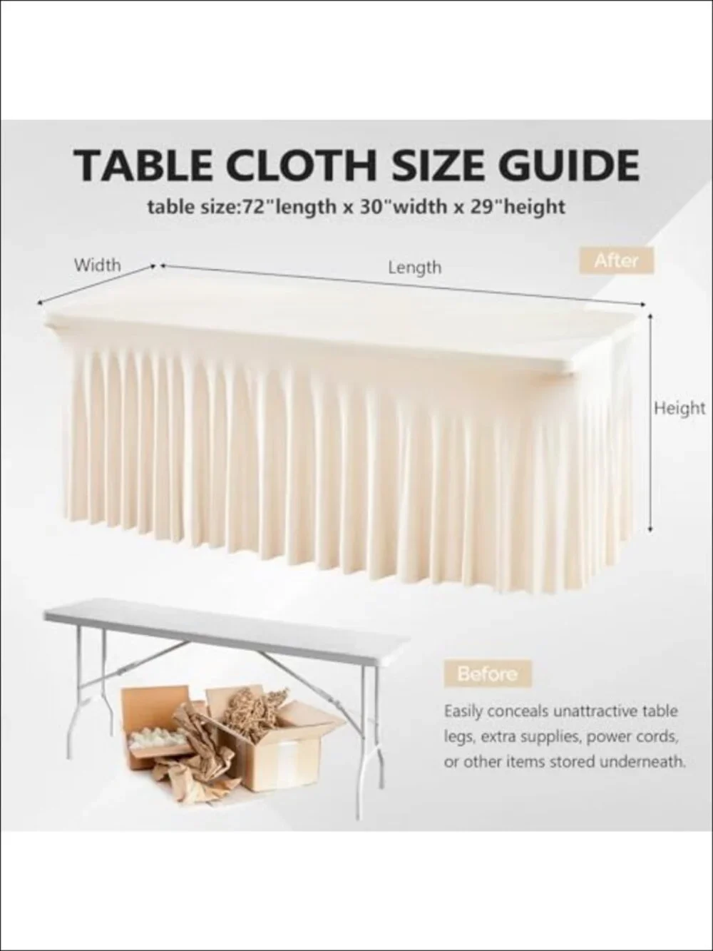 2 Pack Spandex Fitted Tablecloths for 6FT Rectangular Tables Wrinkle Free